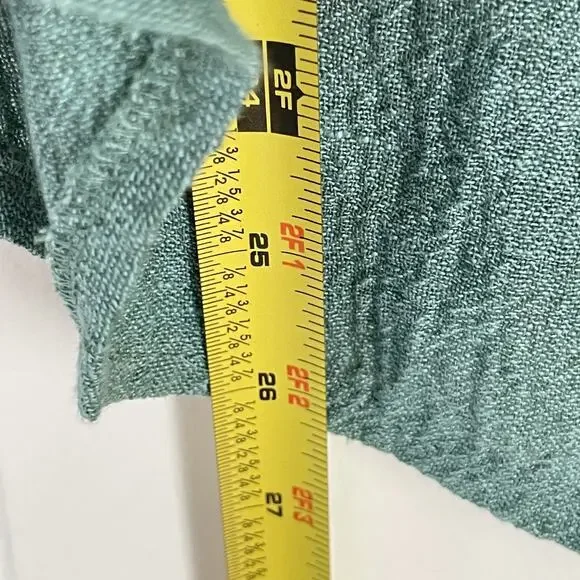 Q Neel Linen Blend Tunic Top EU 38 US 8 Sage Green Minimalist Nordic Lagenlook - Picture 10 of 10